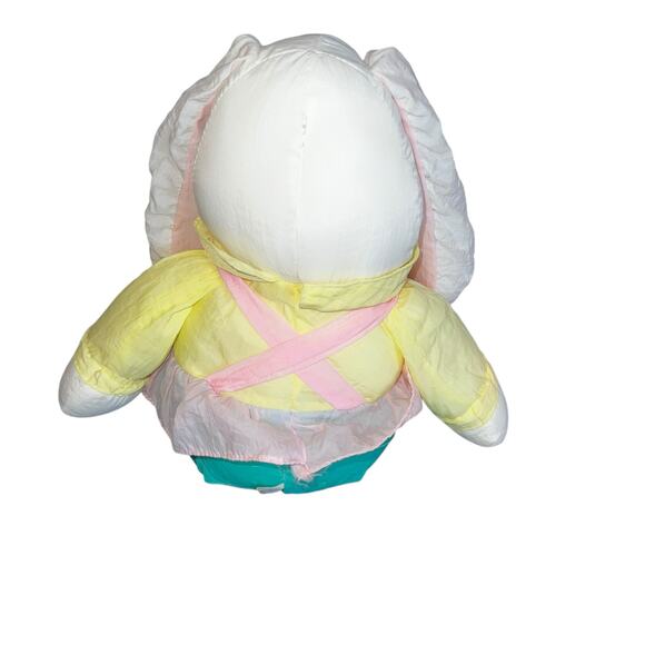 Vintage Nylon Puffy Easter Bunny long ears Plush Rabbit Pastel Stuffed Animal - Picture 2 of 6
